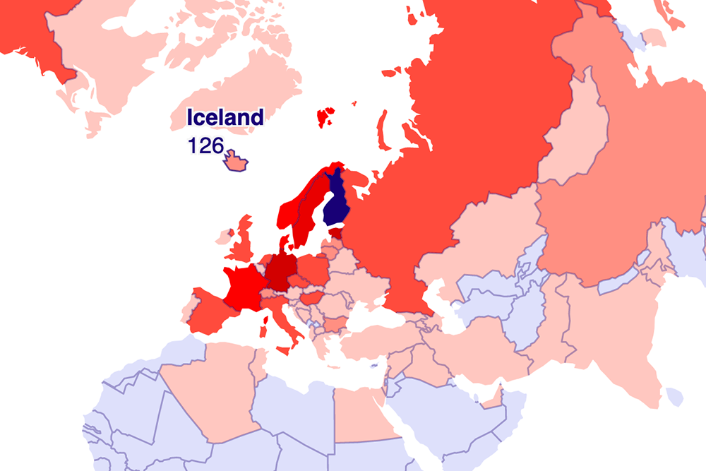 Detail of a choropleth map